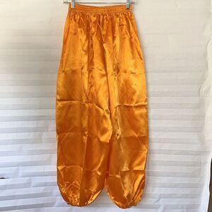 Uniquessentials Orange Satin Harem Pants Elastic Waist Costume Genie Dance